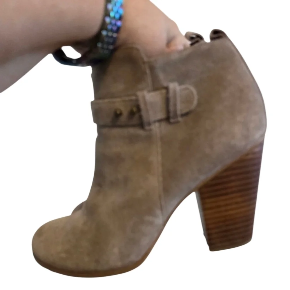 ❤️ 3 For 15 Franco Fortino Women's Tan Suede Ankle Boots Size 7